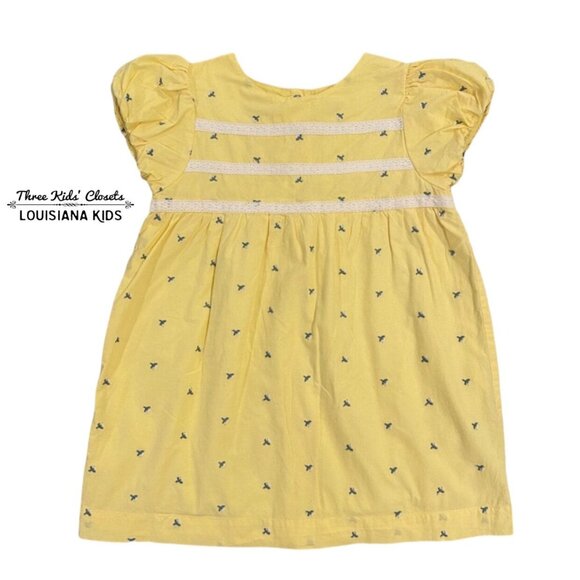 Baby Boden 18-24m Yellow Embroidered Rosebuds & Lace Dress